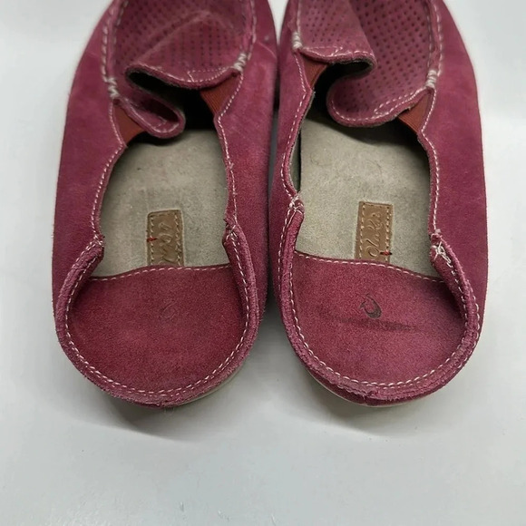 Olukai Nohea Slip On Shoes Loafers Perforated Suede Leather Red Women's Size 8 - Picture 6 of 8